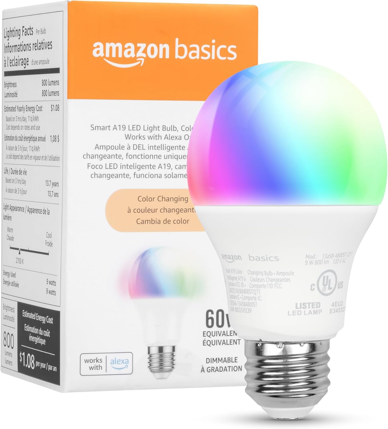 Amazon Basics smart light bulb product image